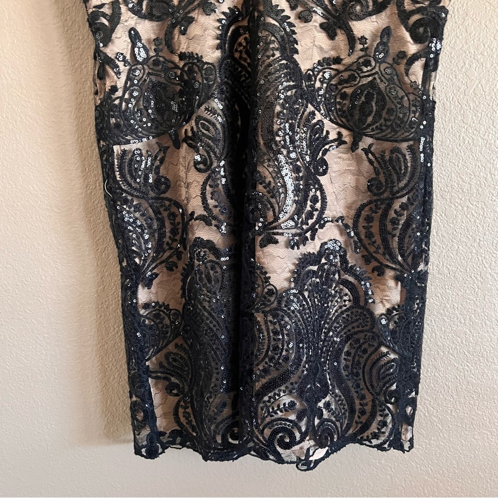 Free People Night Shimmers Lace Sequined Sleeveless V-Neck Mini Dress Size 8 NWT - Picture 9 of 12